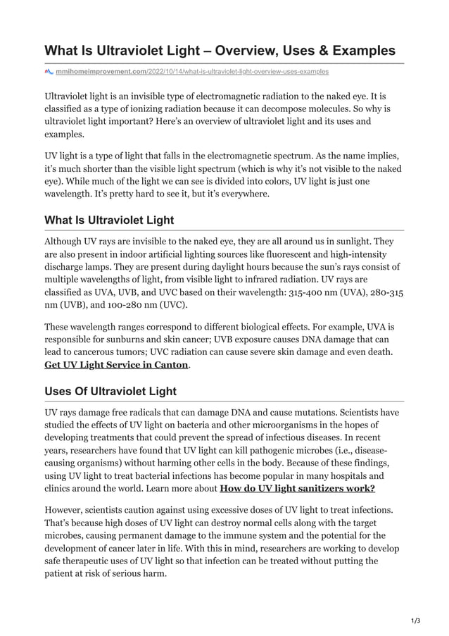 What Is Ultraviolet Light Overview, Uses & Examples