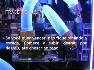 Se você quer vencer, não fique olhando a
escada. Comece a subir, degrau por
degrau, até chegar ao topo.
 
