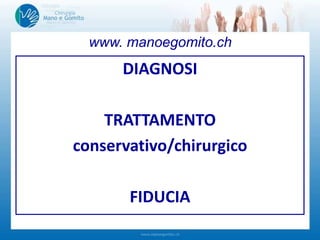 DIAGNOSI
TRATTAMENTO
conservativo/chirurgico
FIDUCIA
www. manoegomito.ch
 