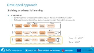 retv-project.eu @ReTV_EU @ReTVproject retv-project retv_project
Developed approach
13
Building on adversarial learning
 S...