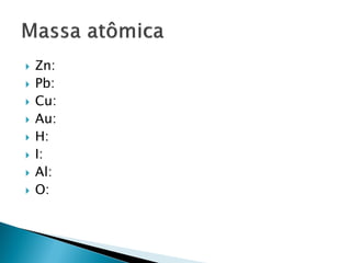    Zn:
   Pb:
   Cu:
   Au:
   H:
   I:
   Al:
   O:
 