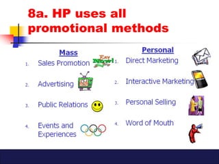 8a. HP uses all
promotional methods
 