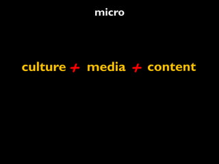 micro




culture   +   media   +   content
 