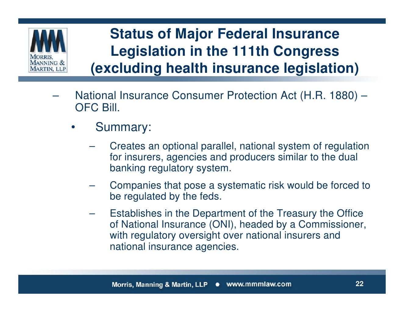 The Federal Regulation Of Insurance