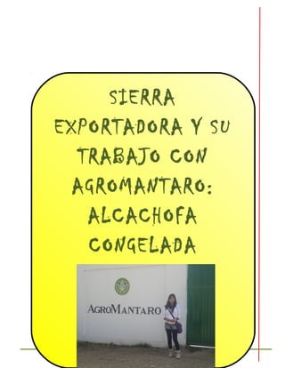 SIERRA
EXPORTADORA Y SU
TRABAJO CON
AGROMANTARO:
ALCACHOFA
CONGELADA
 