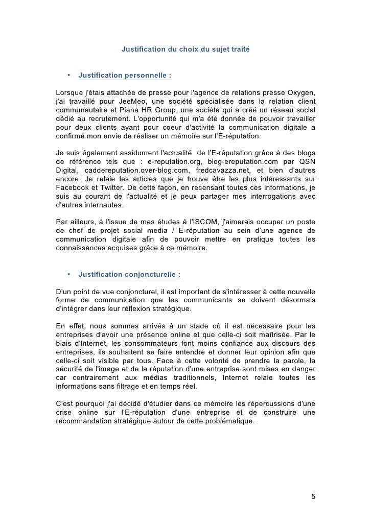 Mémoire Eréputation