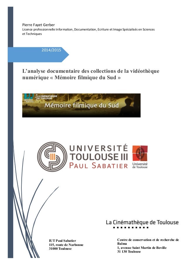 memoire de licence professionnelle ideisst paul sabatier toulouse