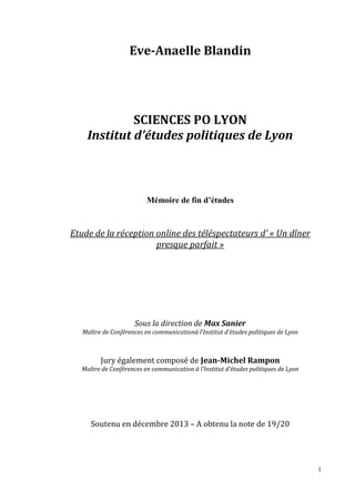Memoire Fin D Etudes Eablandin Enquete Qualitative Sur La Reception