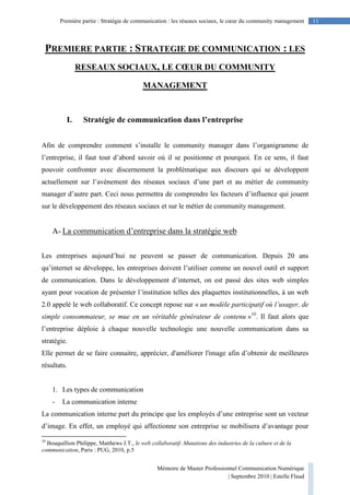 Mémoire de Master Professionnel Communication Numérique
| Septembre 2010 | Estelle Flaud
11Première partie : Stratégie de ...