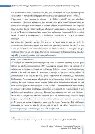 Mémoire de Master Professionnel Communication Numérique
| Septembre 2010 | Estelle Flaud
24
24 Première partie : Stratégie...