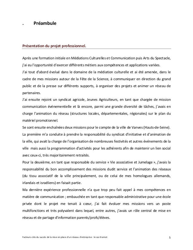 Projet professionnel  mise en place Réseau Social d'Entreprise  le
