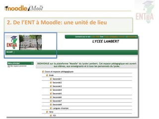 2. De l’ENT à Moodle: une unité de lieu
 