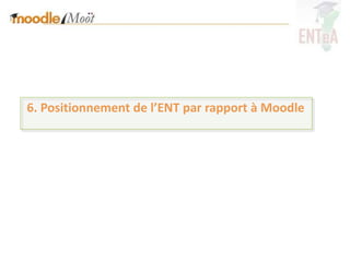 6. Positionnement de l’ENT par rapport à Moodle
 