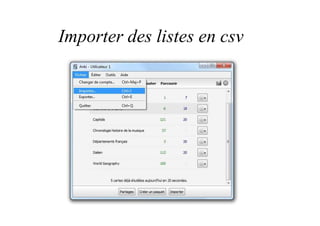 Importer des listes en csv
 