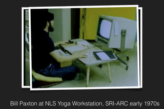 The DemoThe ARC of ARC
Bill Paxton at NLS Yoga Workstation, SRI-ARC early 1970s
 