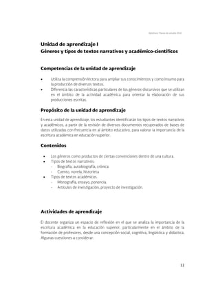 Optativos. Planes de estudio 2018
12





 