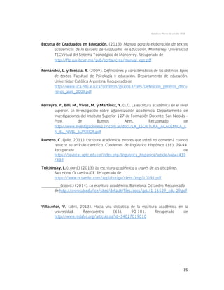 Optativos. Planes de estudio 2018
15
 