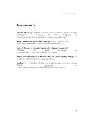 Optativos. Planes de estudio 2018
16
 