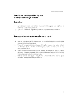 Optativos. Planes de estudio 2018
7






 