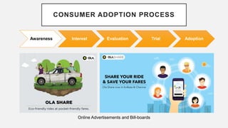 CONSUMER ADOPTION PROCESS
Awareness Interest Evaluation Trial Adoption
Online Advertisements and Bill-boards
 