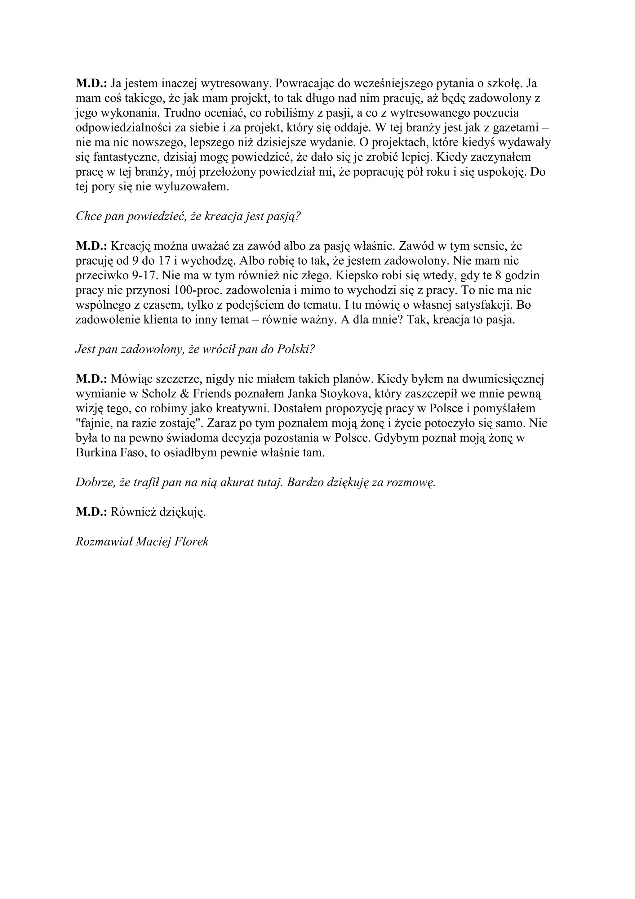 Wywiad Z Markiem Dorobiszem Dyrektorem Kreatywnym Next Pdf