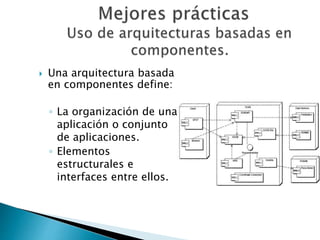 Una arquitectura basada
en componentes define:
◦ La organización de una
aplicación o conjunto
de aplicaciones.
◦ Element...