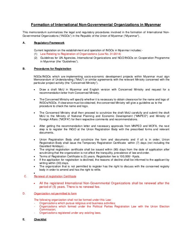 ngo memorandum pdf of Myanmar Myanmar NGO  in Formation  of