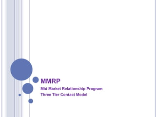 MMRP
Mid Market Relationship Program
Three Tier Contact Model
 