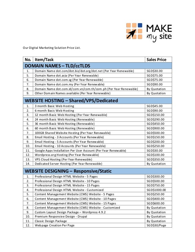 make a price list
