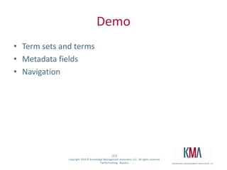 DemoTerm sets and termsMetadata fieldsNavigation