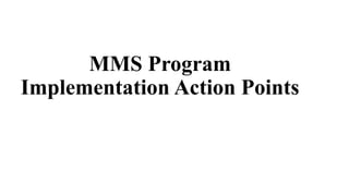 Mms Program Comprehensive Action Plan for MMS Program Implementation in Healthcare ...