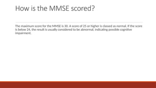 Comprehensive Overview of the Mini-Mental State Examination (MMSE) for