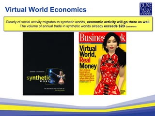 3Di: Defining Virtual WorldsSecond Life is some unholy offspring of the movie The Matrix, the social networking site MySpace and the online marketplace eBay Business WeekSources: Business Week April 2006,  The Economist. Living a Second Life, Sept. 28, 2006