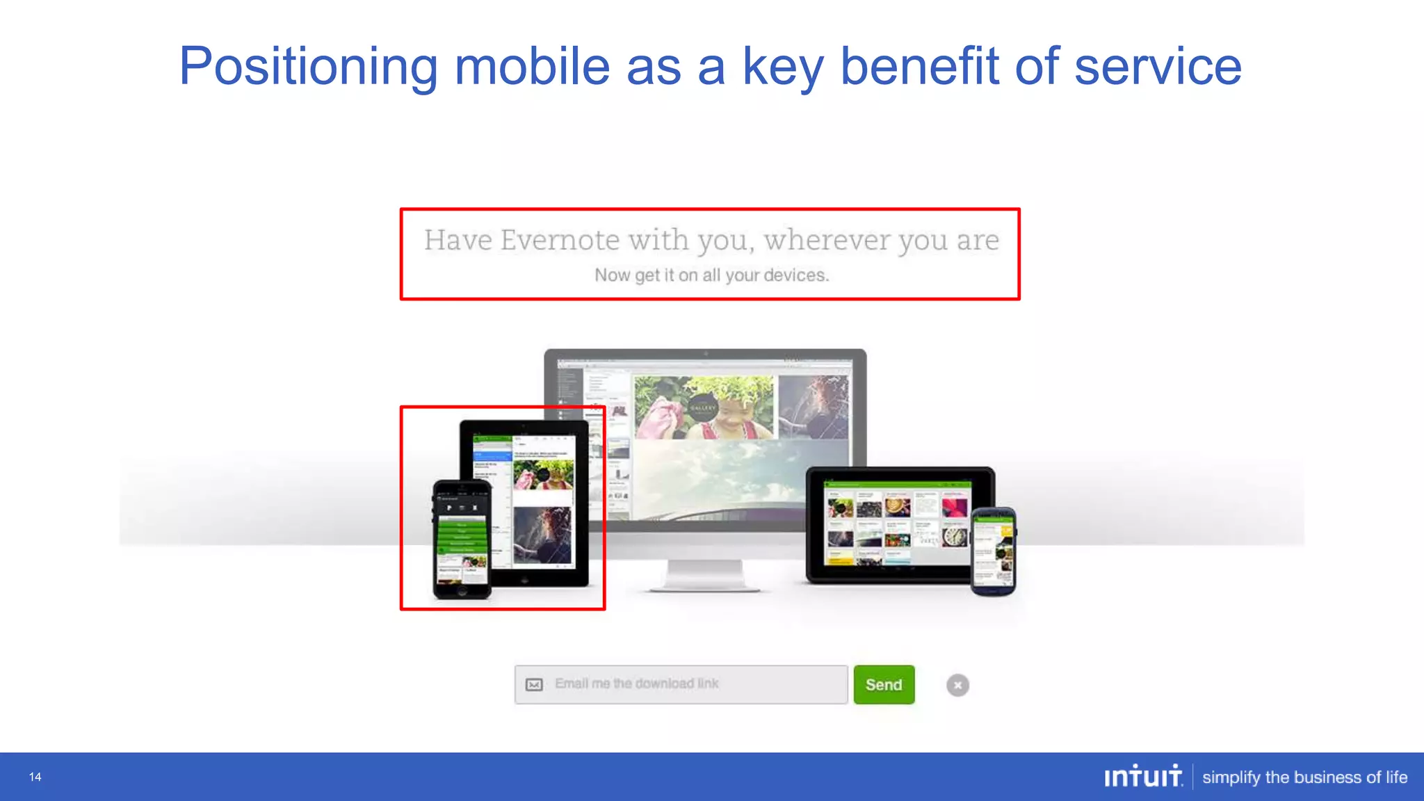Positioning mobile as a key benefit of service

14

 