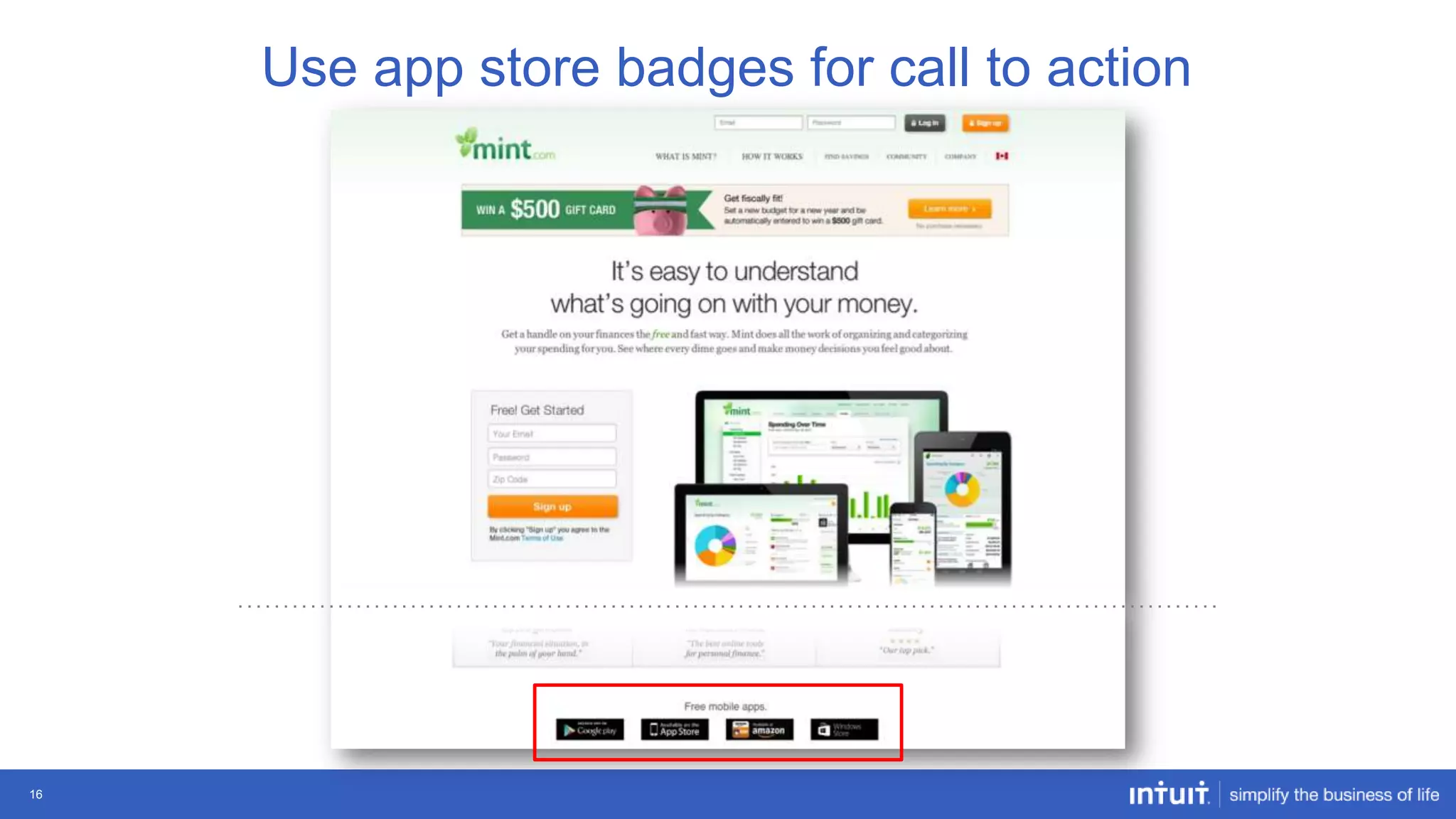 Use app store badges for call to action

16

 