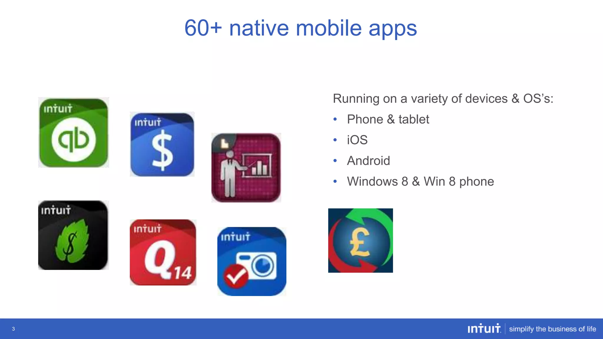 60+ native mobile apps
Running on a variety of devices & OS‟s:

• Phone & tablet
• iOS
• Android
• Windows 8 & Win 8 phone

3

 