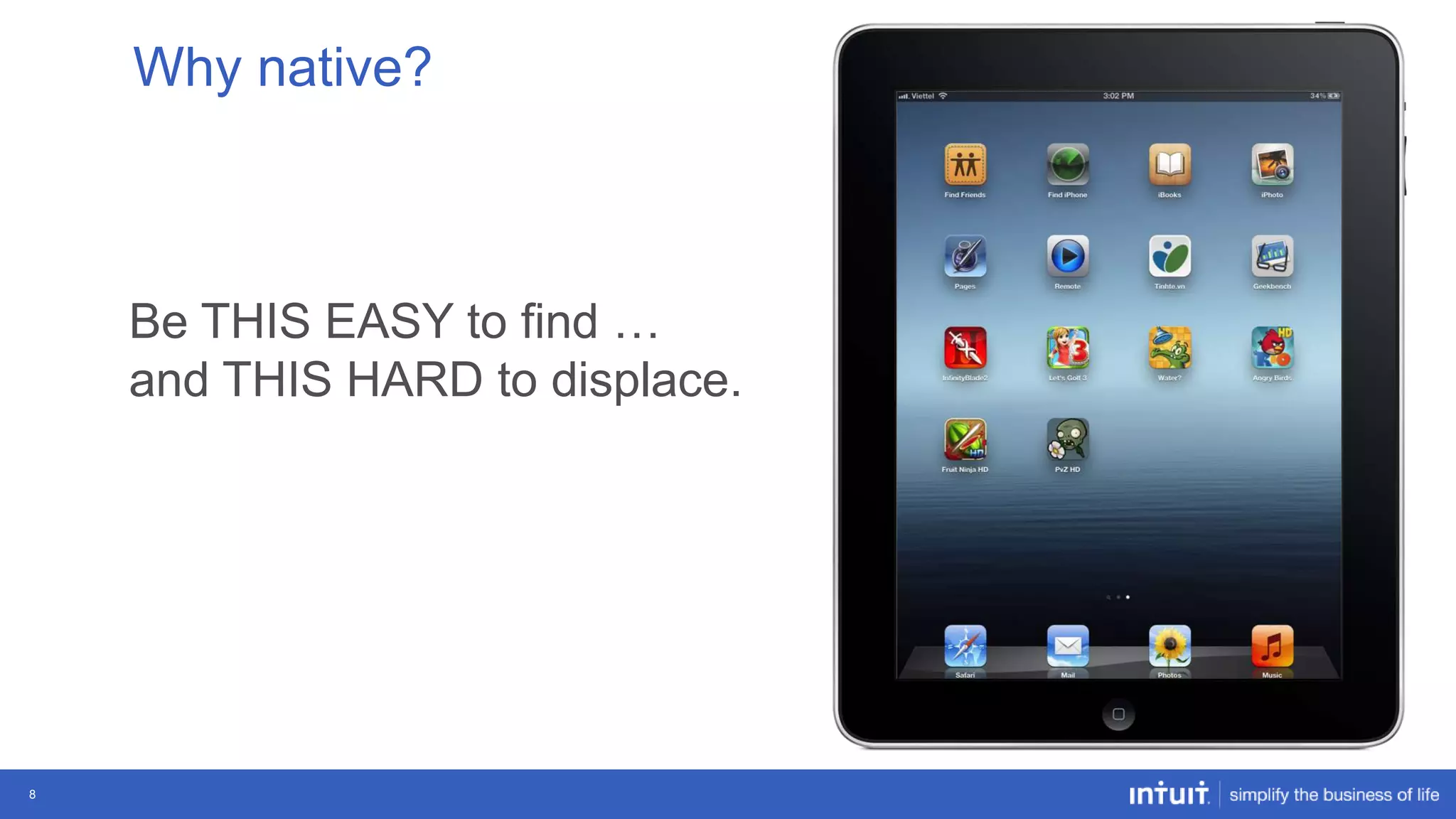 Why native?

Be THIS EASY to find …
and THIS HARD to displace.

8

 