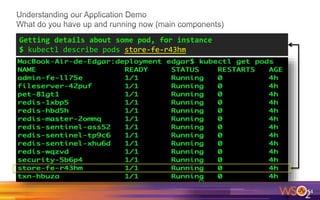 54
Getting details about some pod, for instance
$ kubectl describe pods store-fe-r43hm
 