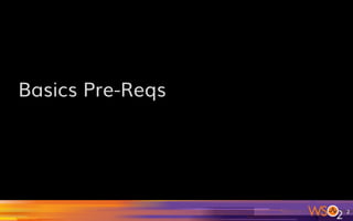 o  This workshop is intend to cover how to use the
WSO2 Microservices Server – MSS, we will cover
some basic overview about some concepts, but we
strongly recommend you look for more detailed
basics about Microservices.
o  Recommended reading:
o  http://nginx.com/blog/introduction-to-microservices/
o  https://www.nginx.com/blog/building-microservices-using-
an-api-gateway/
2	
 