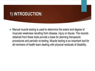 Assessment of manual muscle testing ppt | PPTX