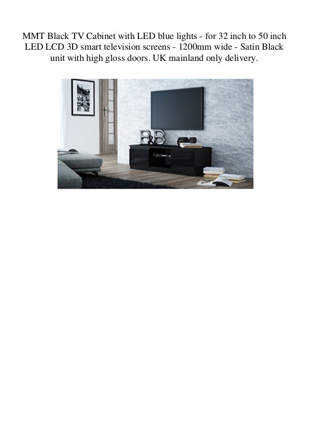 Mmt Black Tv Cabinet With Led Blue Lights For 32 Inch To 50 Inch Le