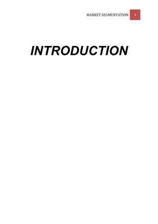 MARKET SEGMENTATION   3




INTRODUCTION
 