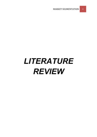 MARKET SEGMENTATION   6




LITERATURE
   REVIEW
 