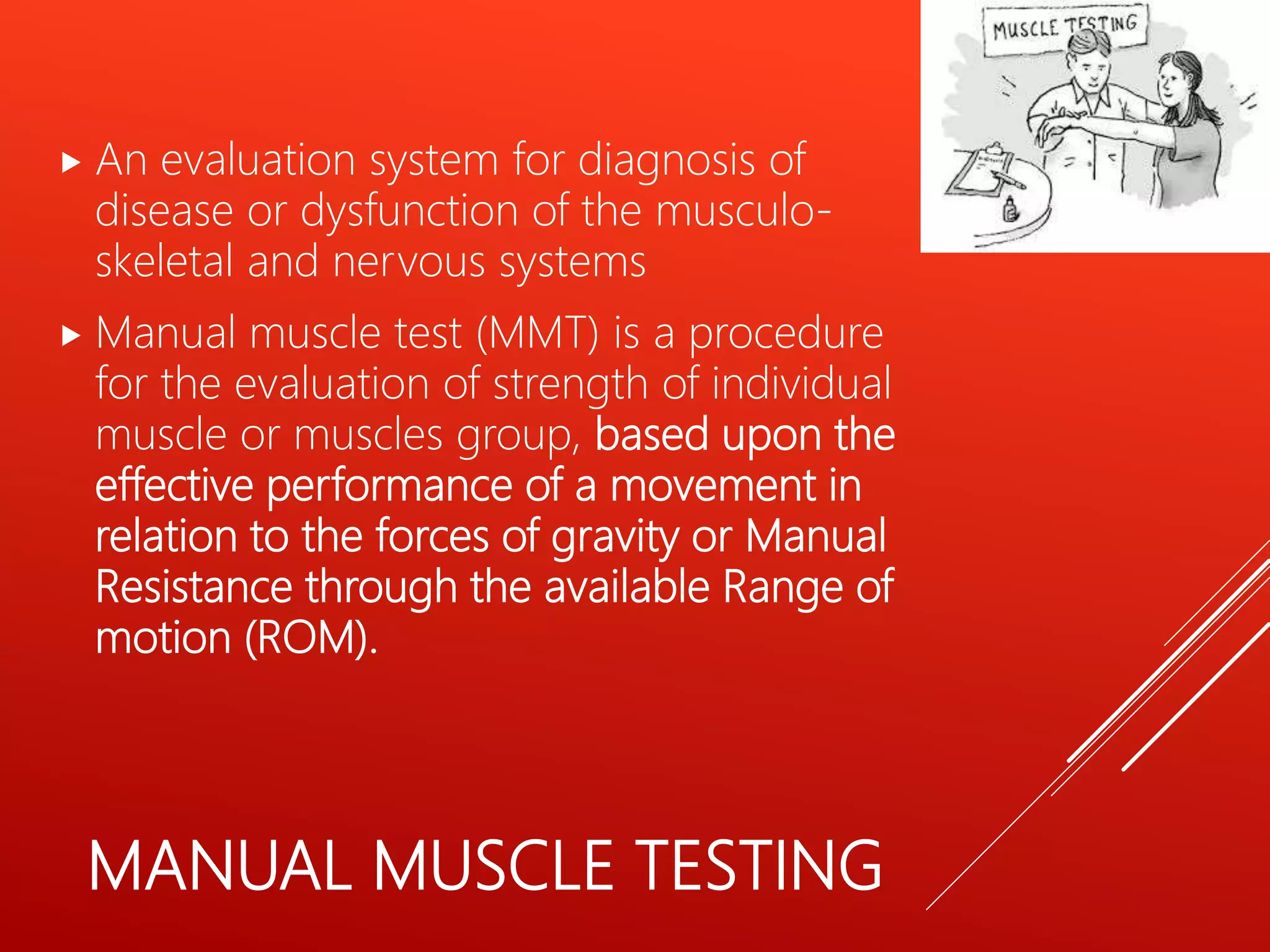 Basic concepts of Manual Muscle Testing (MMT) | PPT