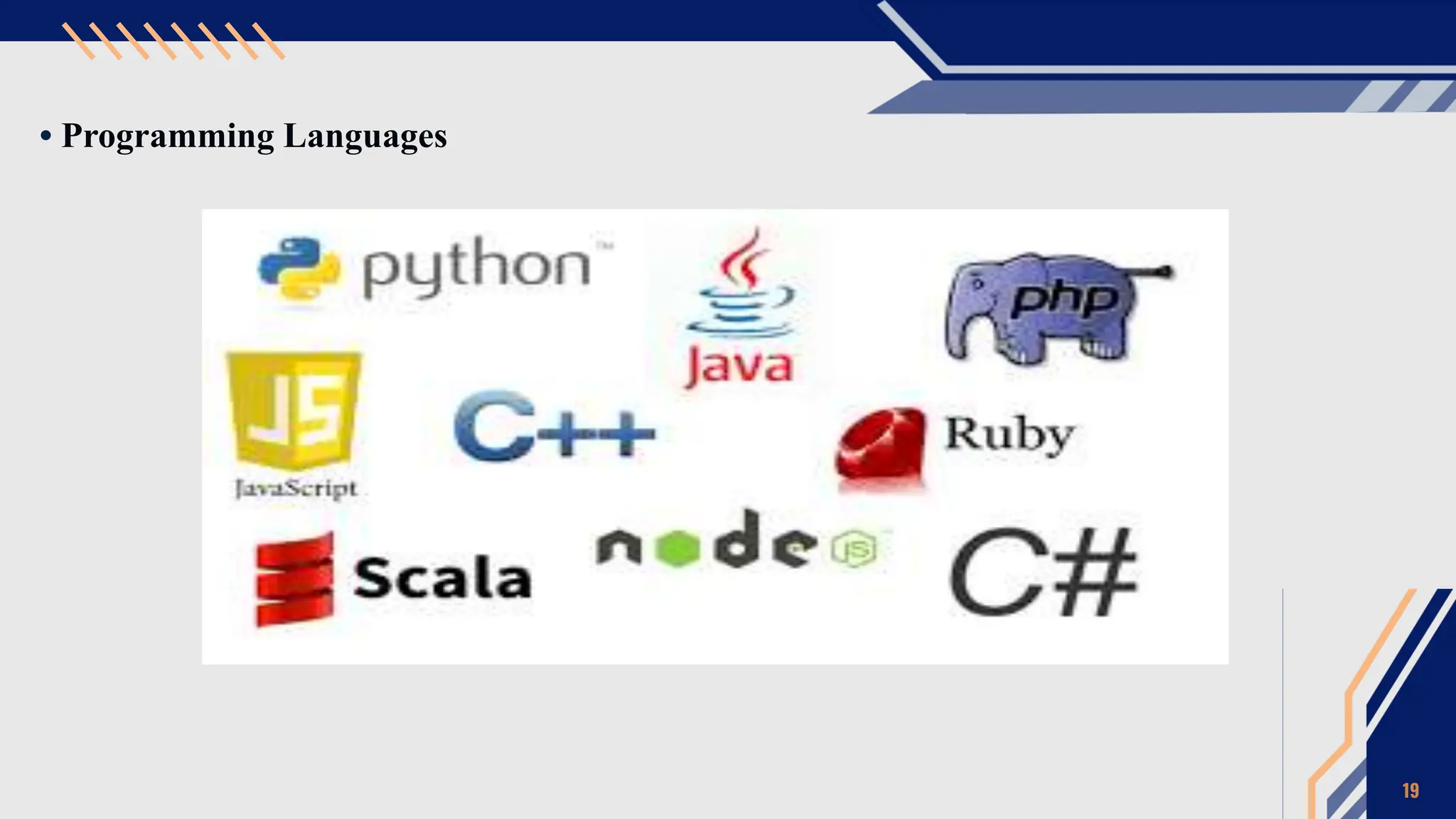 • Programming Languages
19
 