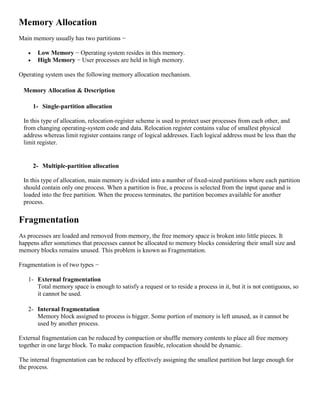 Operating system Memory management | PDF