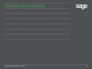 Analysis and reporting

Manchester Metropolitan University

49

 