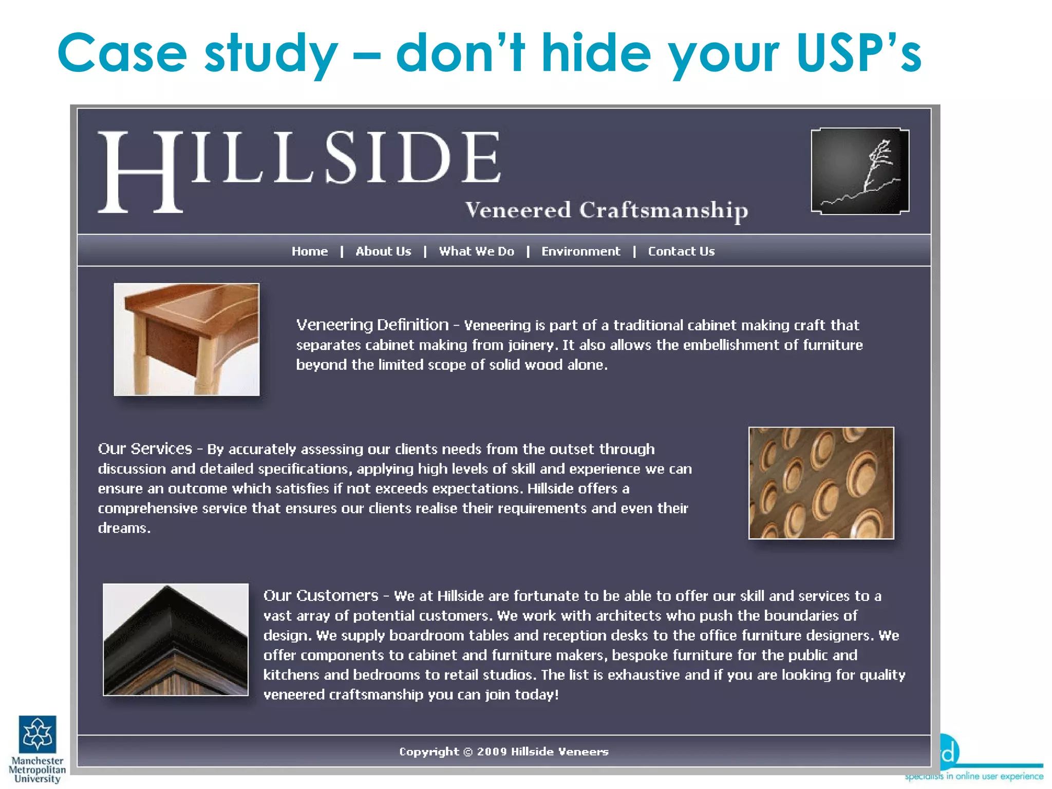 Case study – don’t hide your USP’s 