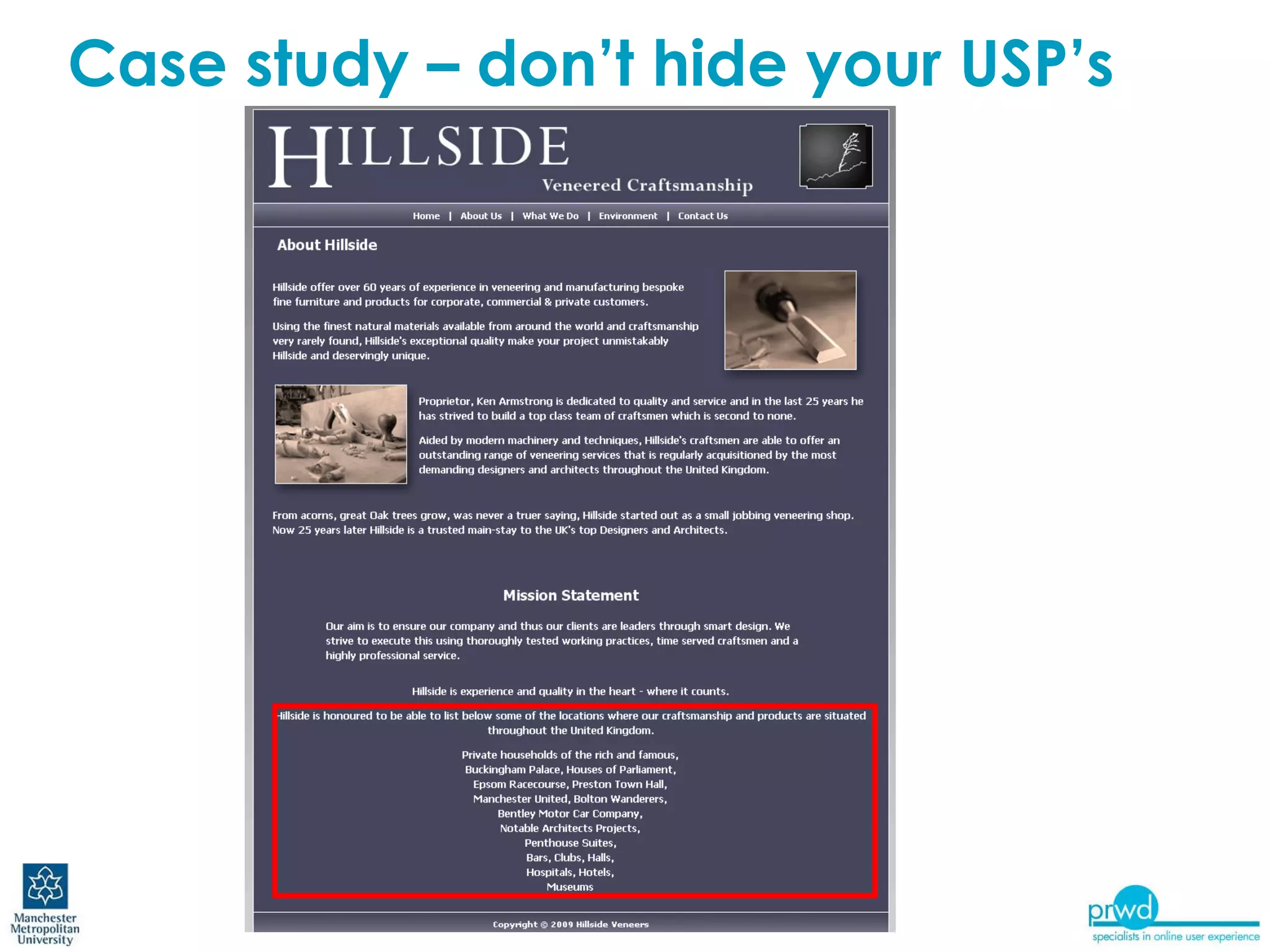 Case study – don’t hide your USP’s 