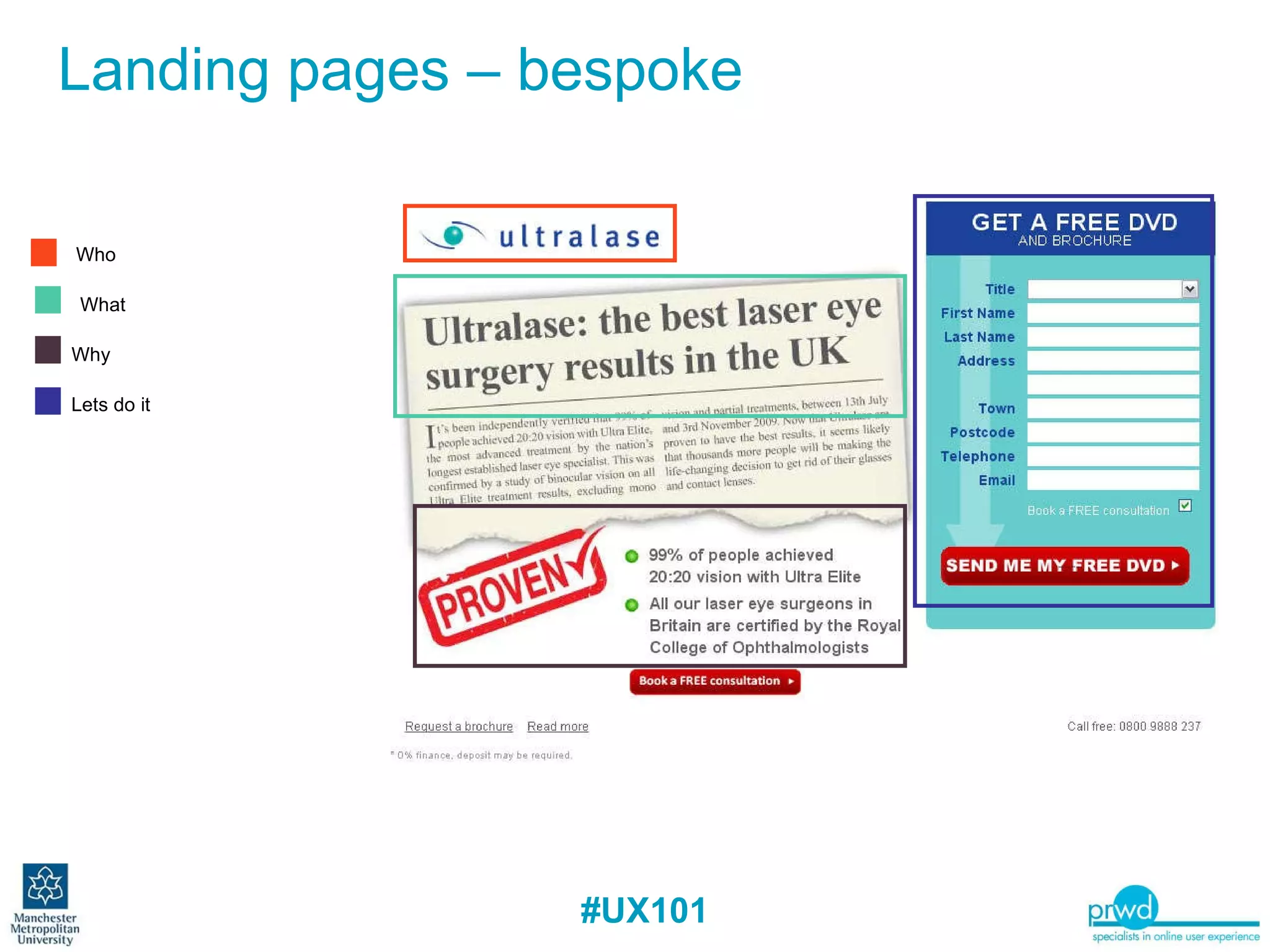 Landing pages – bespoke Who What Why Lets do it 